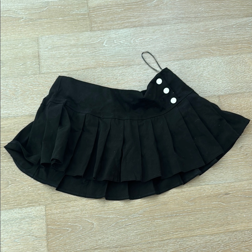 Edikted Black Skater Skirt with Button Accents